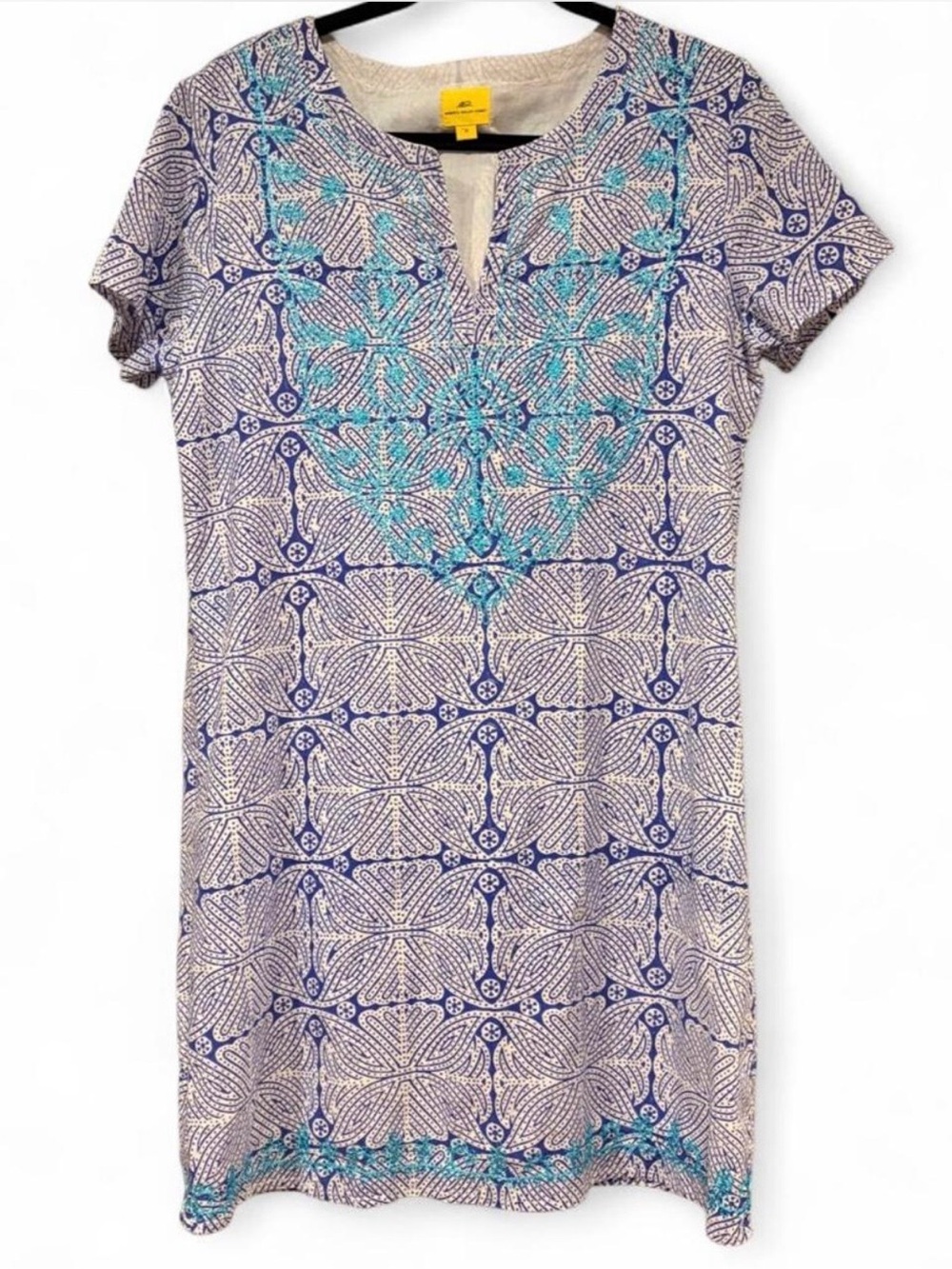 Roberta Roller Rabbit Faith Blue Cotton Abstract Embroidered Dress | Medium